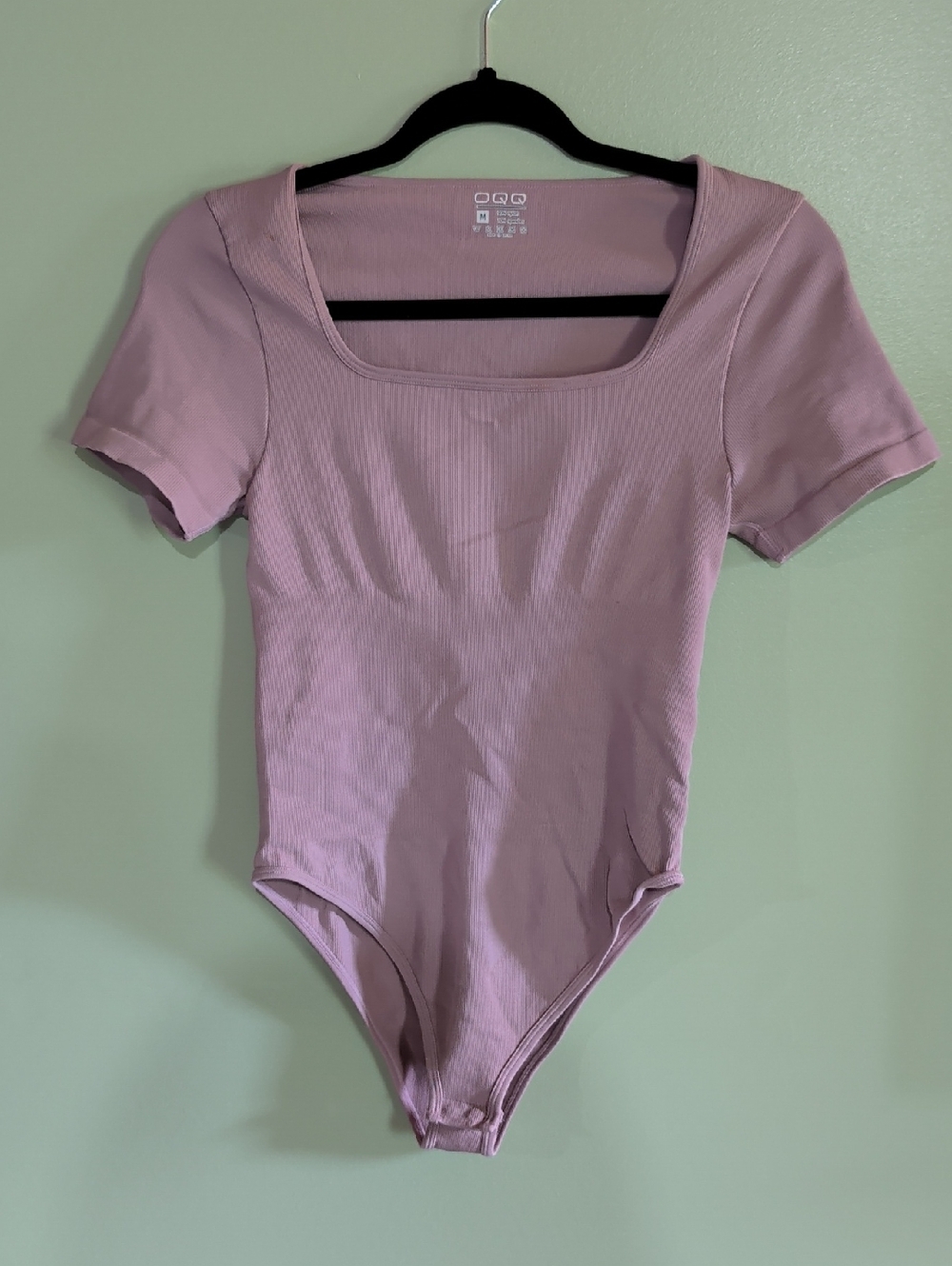 Ribbed Scoop Neck Short Sleeve Bodysuit - Dusty Rose